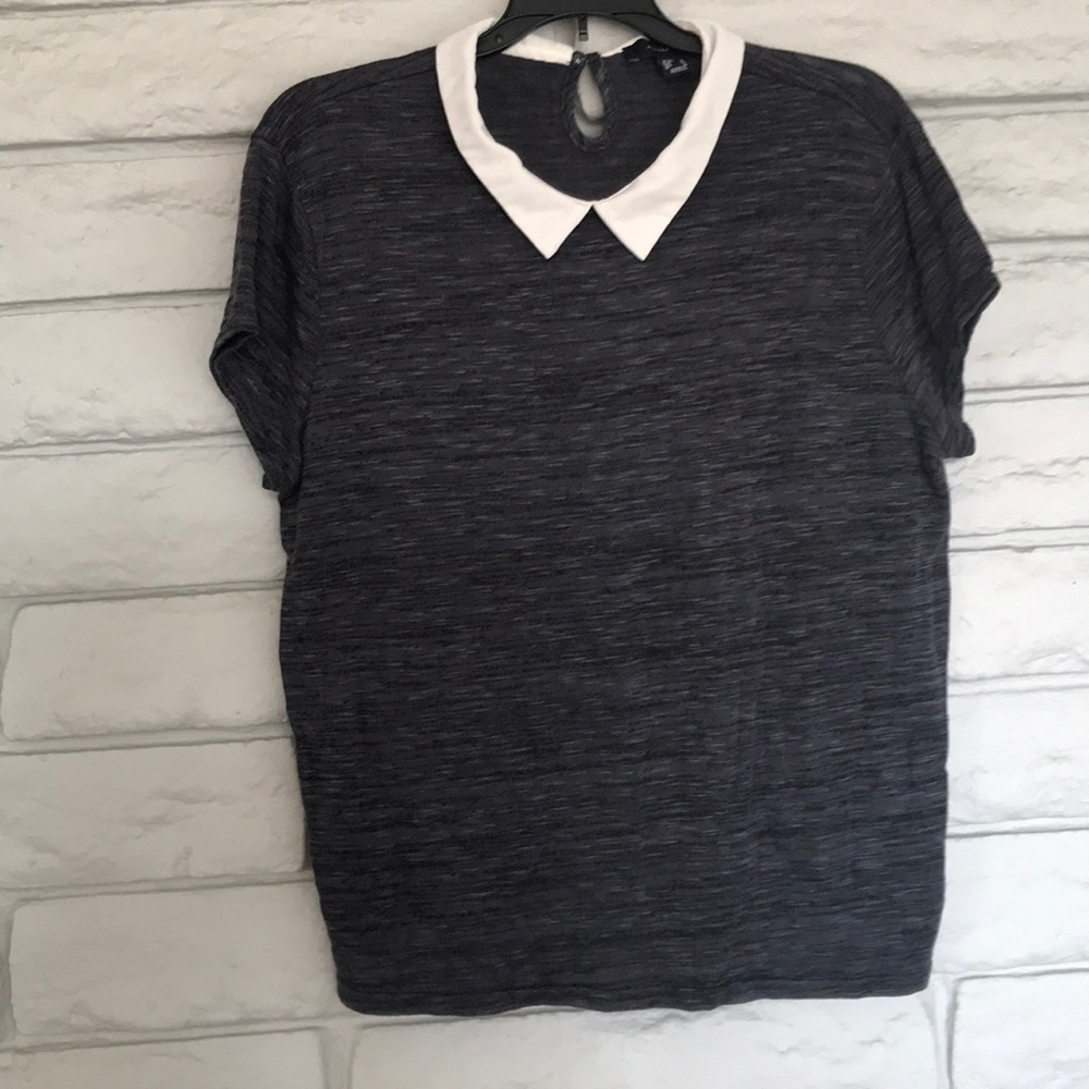 Grey and white peter pan collar blouse